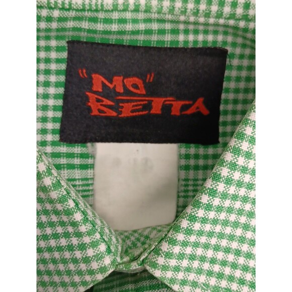 Mo Betta Men's Long Sleeve Shirt Button Up Green White Check Size 16 - Picture 6 of 6